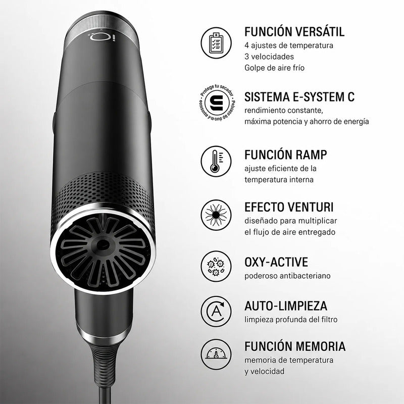 Secadora Profesional Iq2 Perfetto Con Base Ga.ma Italy® Negro