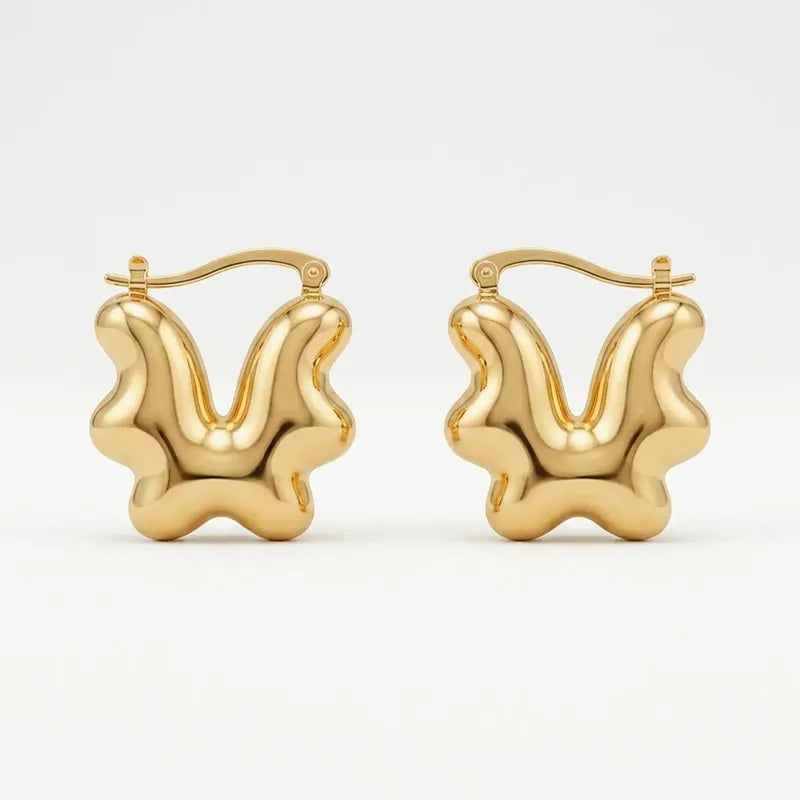 Aretes Para Mujer Diseño Mariposa Abstracta Dorado