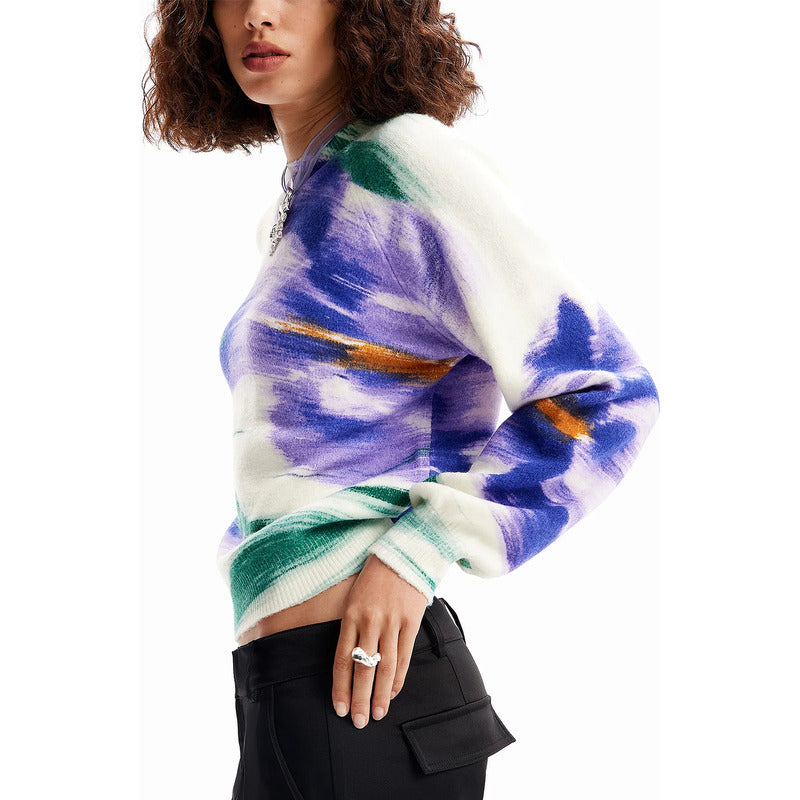Suéter Suave Para Mujer 23wwjf04/1001 Marca Desigual® Multicolor Desenfocado Xxl