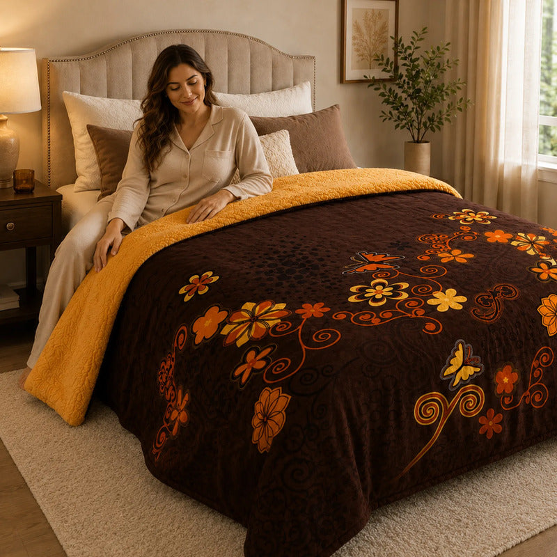 Edredón Jumbo De Borrega King Size 2.30mx2.40m Providencia® Kansas Multicolor