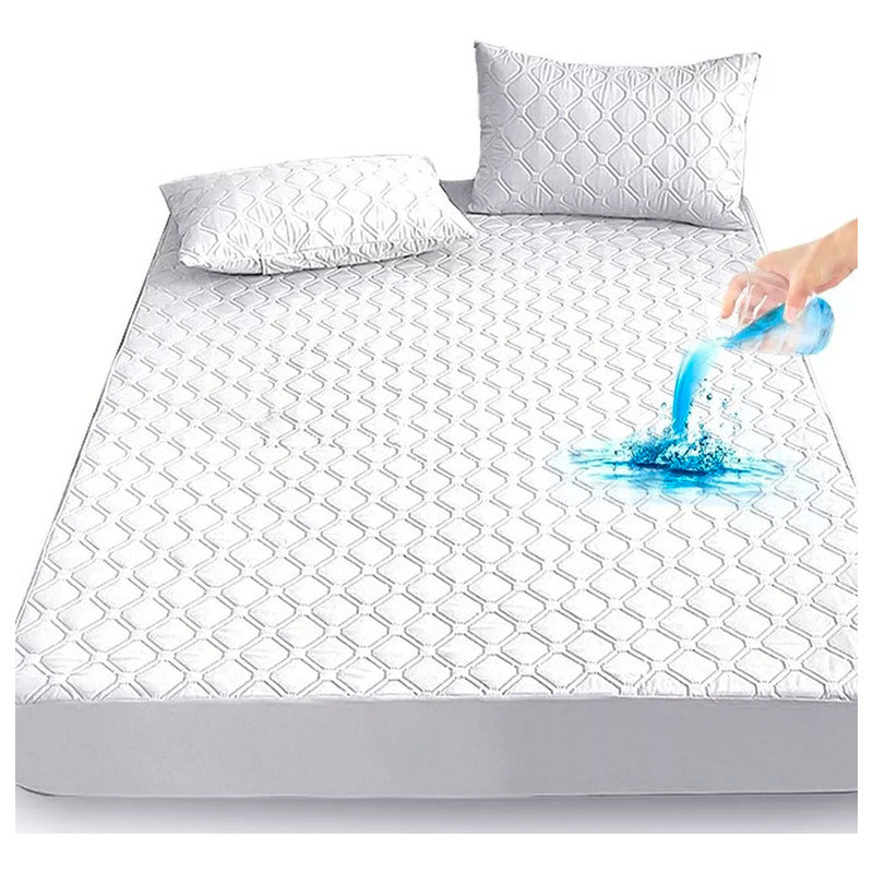 Protector De Colchón Impermeable Mat Basico Plus Vianney® Blanco Liso Matrimonial