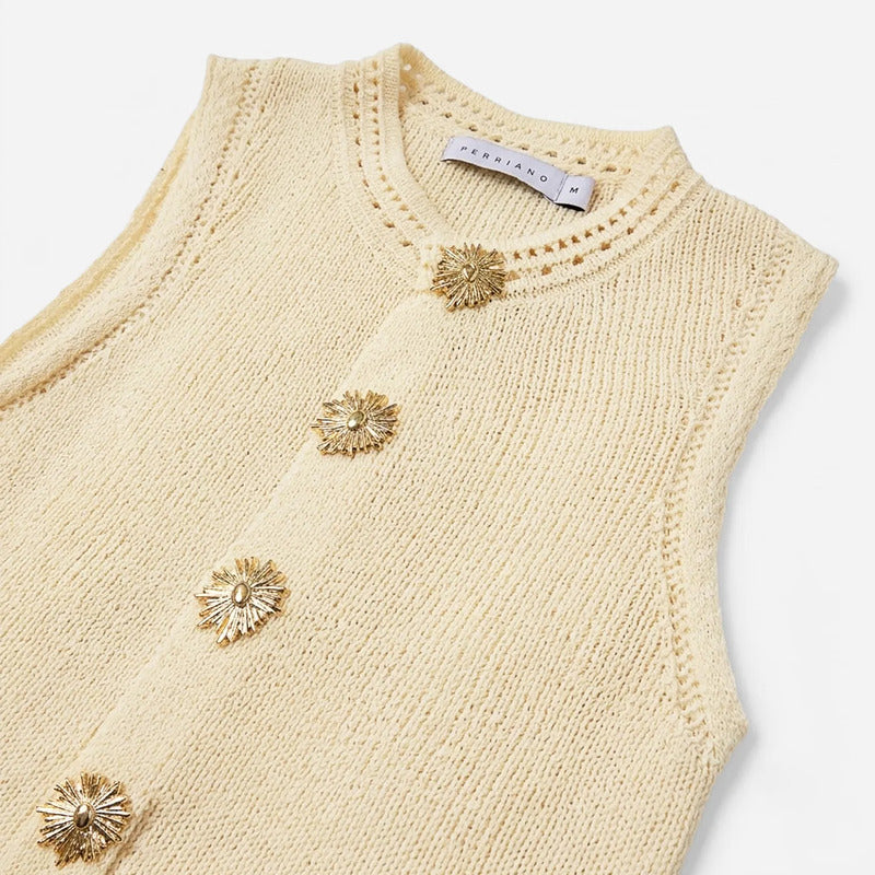Blusa De Punto Con Decoración Frontal Bt00811 Ferriano® Beige Lisa G