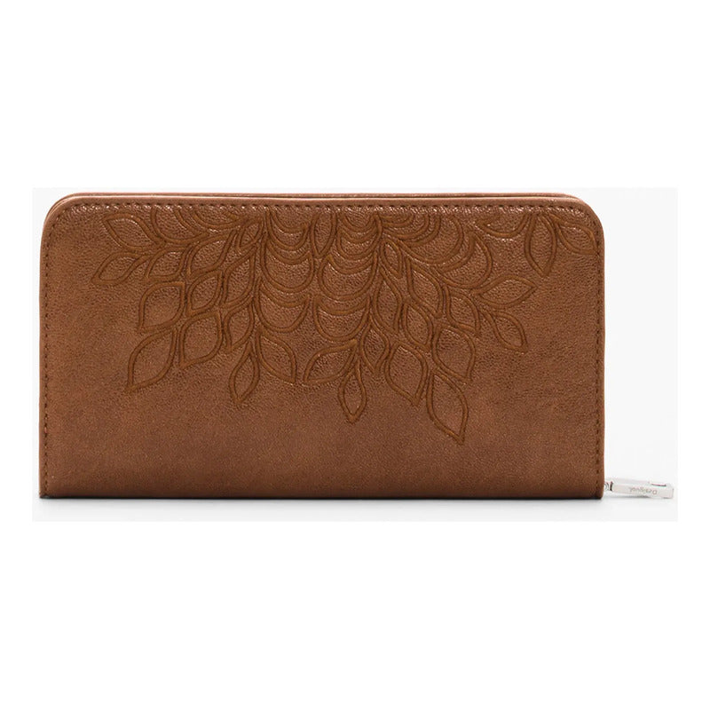 Cartera Mediana Con Bordado 26sayp2 Marca Desigual® Marrón Floreado
