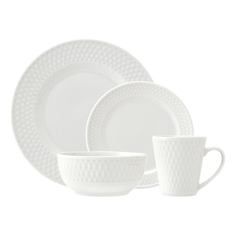 Vajilla De Porcelana 16pz Mod. Terrace Marca Gallery® Blanco Terrace