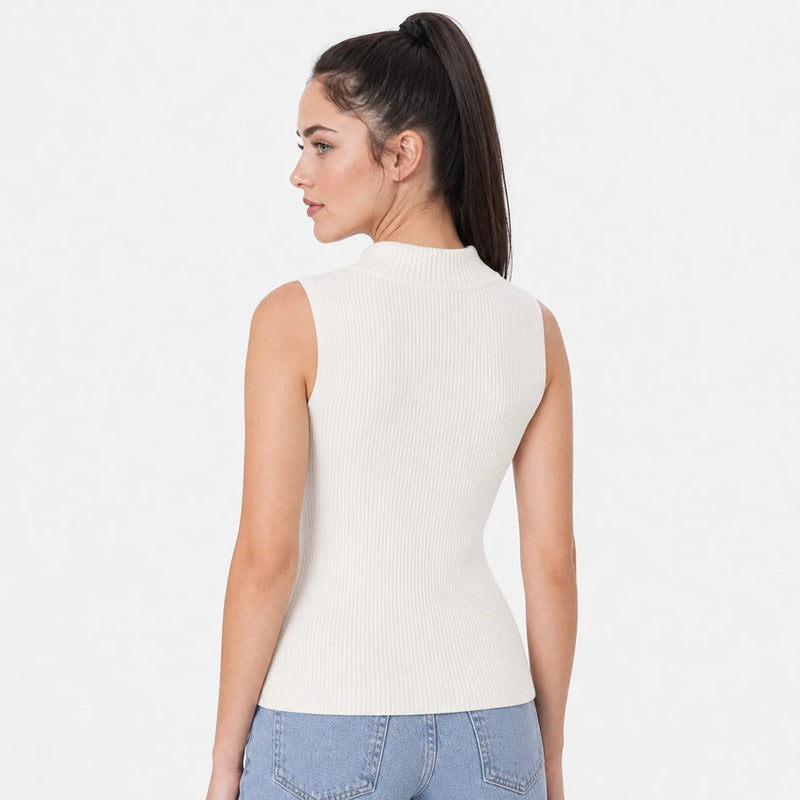 Blusa Cuello Alto Casual Para Mujer O43200 Marca Bobois® Beige Lisa M