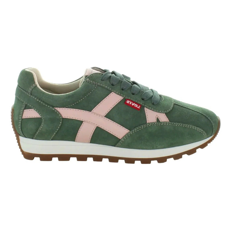Tenis Casual De Gamuza Para Dama Mod.l1126213 Marca Levís® Verde Gamuza 25.5 Mx