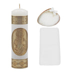 Set Para Bautizo Vela+concha+toalla+caja De Madera
