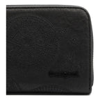 Monedero Desigual Negro Floreado Para Mujer Con Cierre De Botón