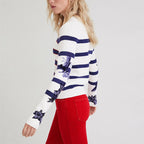 Suéter Casual Para Mujer 22swjf45/1000 Marca Desigual® Blanco Rayas S
