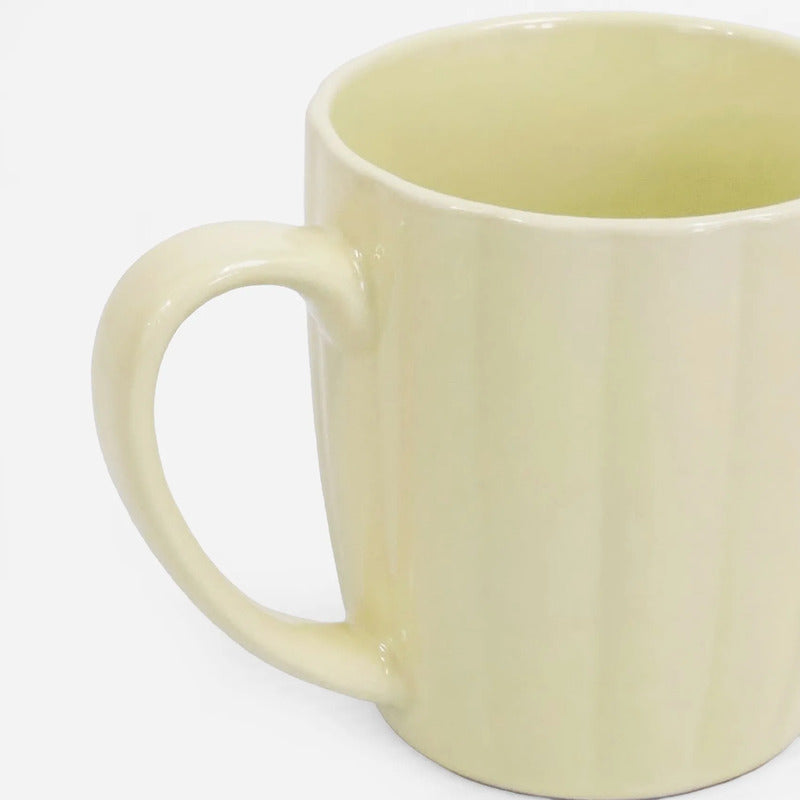 Taza De Cerámica Acanalada 370ml Estilo Nórdico Amarillo 1744-98 Acanalada