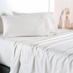 Juego De Sábanas Queen Size Mod. Cabos 100% Algodon Vianney® Blanco Liso