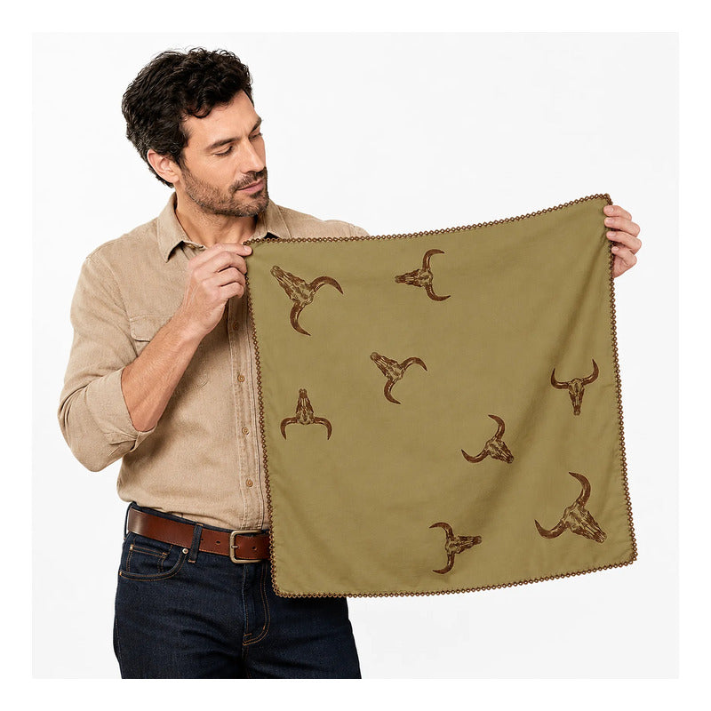 Pañuelo Multiusos Ligero Diseño Tradicional 55x55cm Verde Oliva Toros Unitalla