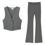Conjunto Casual Chaleco + Pantalón Mod. Ip9098 Marca Iris® Gris Oscuro Lisa Ch