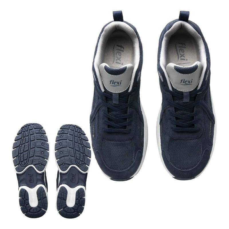Tenis Retro Para Hombre Con Gel Anti Shock M.424101 Flexi® Azul Marino 27 Mx