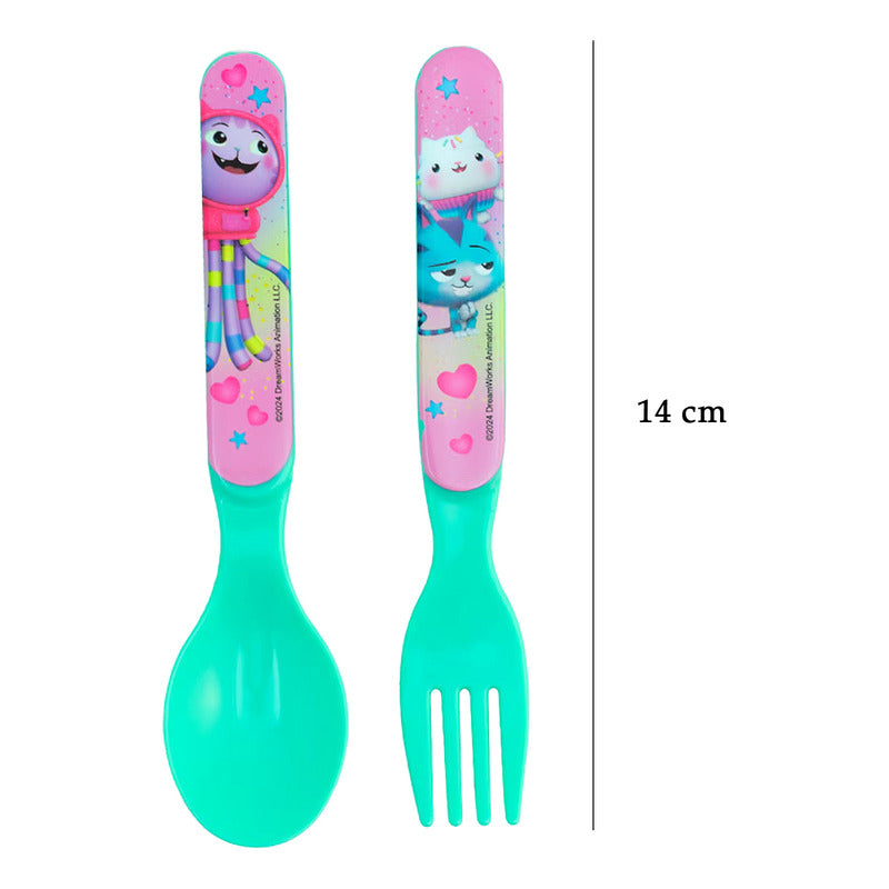 Juego De Cubiertos De Plástico Con Estuche Diseños Infantil