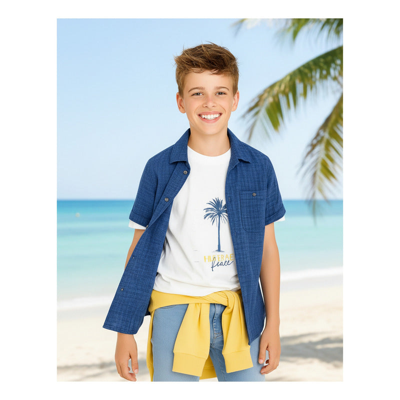 Camisa Casual Manga Corta Para Niño Mod.6139 Marca Mayoral®