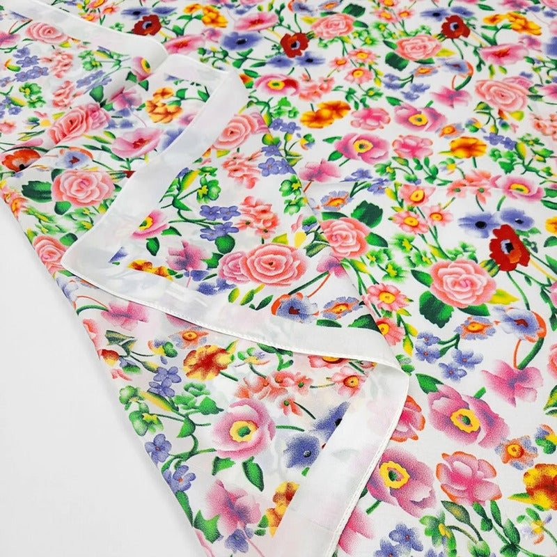 Mascada Ejecutiva De Satín Cuadrada Fina Para Mujer Multicolor Floral Primaveral Unitalla