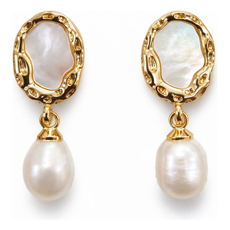 Aretes Elegantes Gota De Coral Para Mujer Bisutería Fina Beige