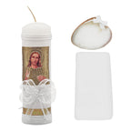 Set Para Bautizo Vela+concha+toalla+caja De Madera