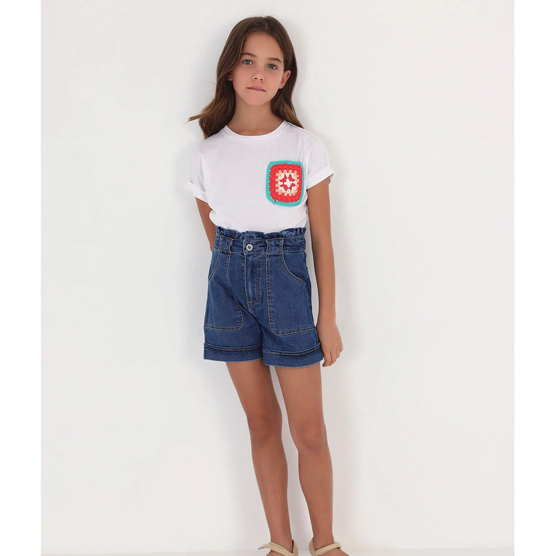 Blusa Corta Para Niña Mod.6047 Marca Mayoral® Blanco Carmín 18