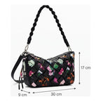 Bolso Trenzado Para Mujer 25saxpbq/2000 Marca Desigual® Negro Floreado Níquel