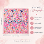 Mascada Ejecutiva De Satín Cuadrada Fina Para Mujer Multicolor Floral Abstracta Unitalla