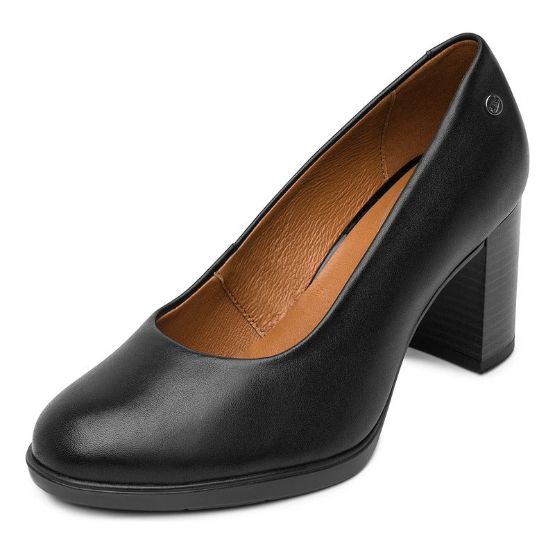 Zapatilla Tacón Medio Para Mujer Mod.133901 Marca Flexi® Negro Liso 25.5 Mx