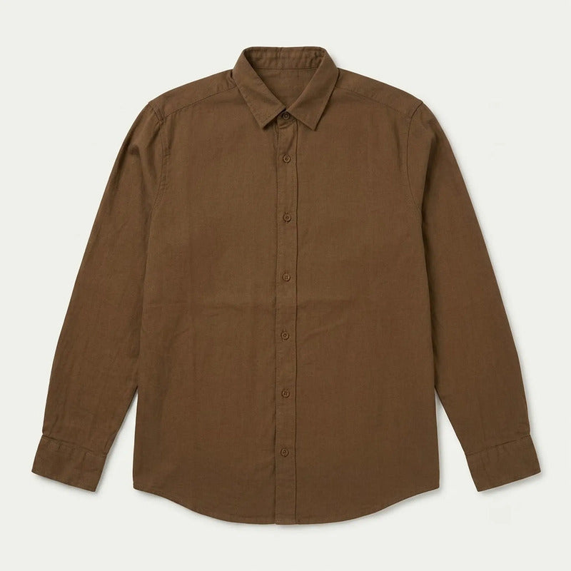 Camisa Lino Regular Fit Para Hombre Mod. Le2601 Roosevelt® Café Lisa G