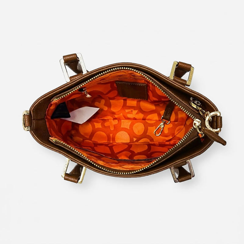 Bolso De Mano Para Mujer Mod. Ji 3017 Marca Jaime Ibiza® Marrón Lisa Níquel