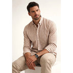 Camisa Semiformal Para Hombre Mod.b61203 Marca Bobois® Kaky Cuadros G