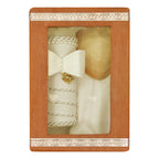 Set Para Bautizo Vela+concha+toalla+caja De Madera