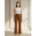 Pantalón De Mujer Casual Con Cinturón Mod.150cml Aldrete® Marrón Liso Ch