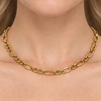 Collar Para Mujer Cadena Dorada De Eslabones Ovalados Dorado
