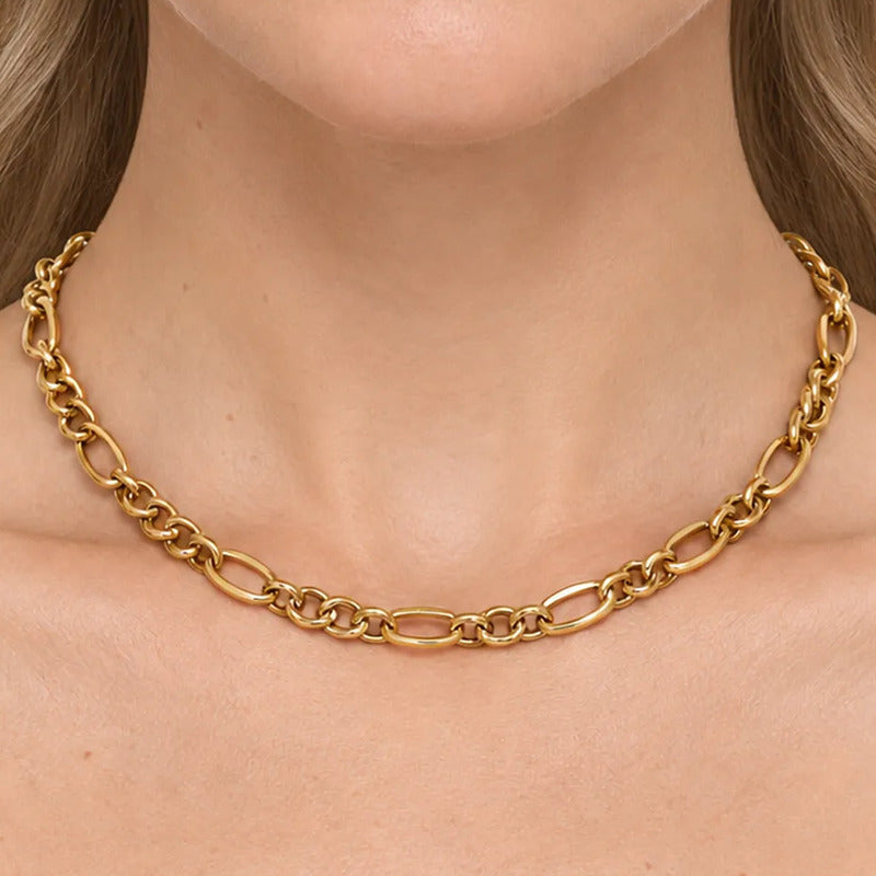 Collar Para Mujer Cadena Dorada De Eslabones Ovalados Dorado