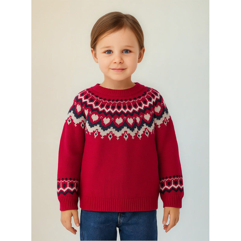 Suéter Jacquard Tejido Para Niña Mod.4358 Marca Mayoral® Rojo Tejido 6