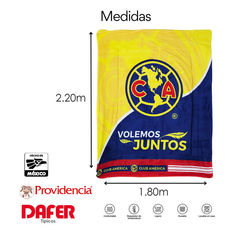 Cobertor Edredón De Borrega Matrimonial Providencia® Futbol América 1 Kg Multicolor