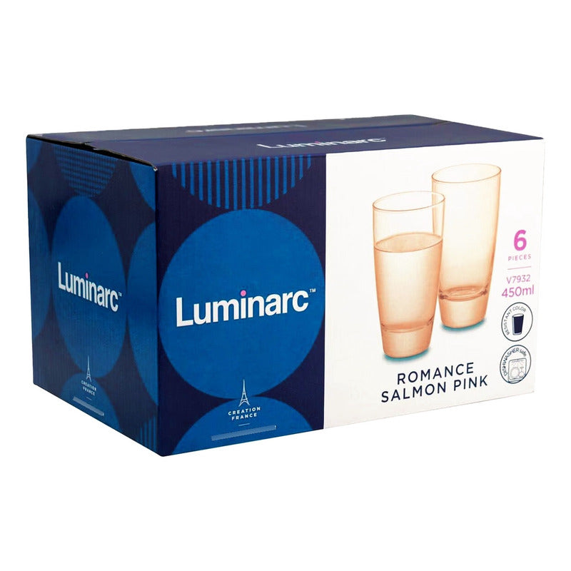 Juego De Vasos 6pz De Vidrio 450ml Romance Marca Luminarc®