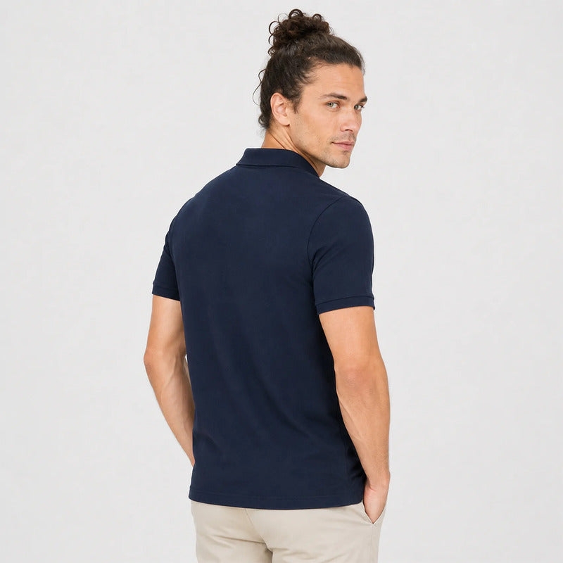 Playera Polo Para Hombre Mod.play01 Marca Truval® Azul Oscuro M Lisa