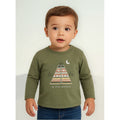 Playera Para Bebe Mod.2007 Marca Mayoral® Verde Musgo Animales Del Bosque 6 Meses Estampa Localizada