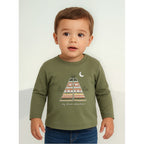 Playera Para Bebe Mod.2007 Marca Mayoral® Verde Musgo Animales Del Bosque 6 Meses Estampa Localizada