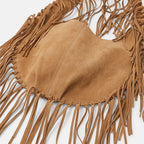Bolsa De Gamuza Con Flecos Estilo Boho Bohemio Para Mujer Camel Lisa
