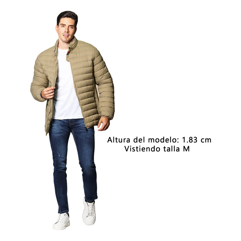 Chamarra Para Hombre Mod. D35105 Marca Bobois® Camello M Capitonado