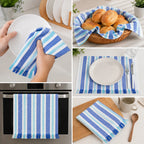 Servilleta De Cocina Multiusos Tejida 45 X 55cm Azul Rayas