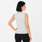 Blusa Semi Formal Con Aro Dorado Mujer 4363 Marca Exotica® Blanco Rayas M