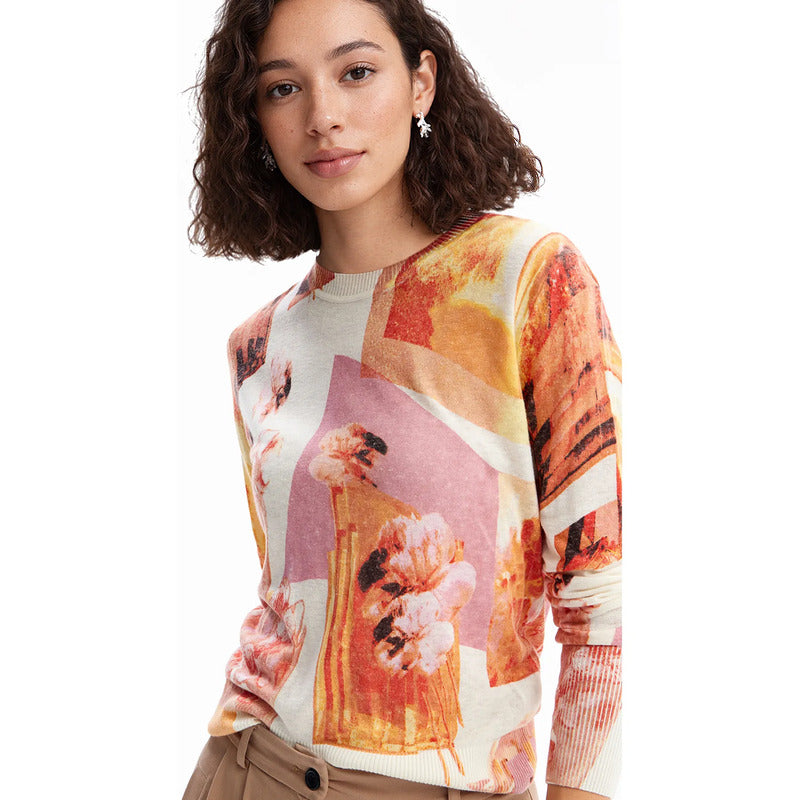 Sueter Ligero Para Mujer 23wwjf38/3049 Marca Desigual® Multicolor Floreado Xl