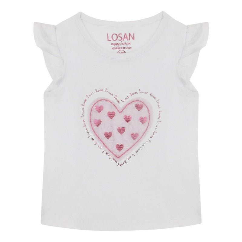 Blusa De Niña Manga Corta Con Estampado Marca Losan®