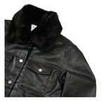 Chaqueta Casual Tipo Piel Para Dama M.shila-2502 Roosevelt® Negro G Lisa