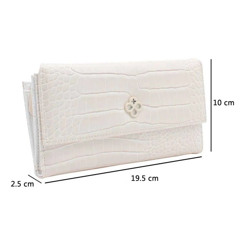 Cartera Mediana Crossbody Para Dama Mod. Ji 532 Jaime Ibiza® Blanco Croco Croco