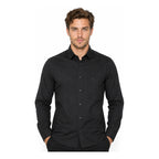 Camisa Slim Fit Para Hombre Mod.13064 Marca Manchester® Negro Lisa 15.5