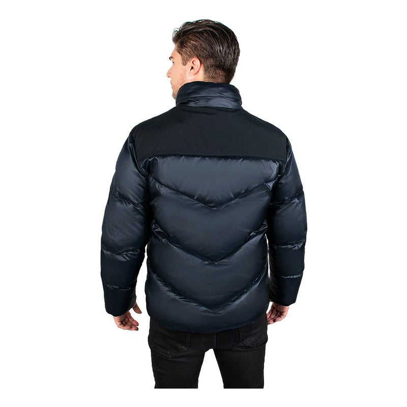 Chamarra Acolchada De Pluma Mod. Cw83-pol8757 Greenlander® Marino Ch Geométrico